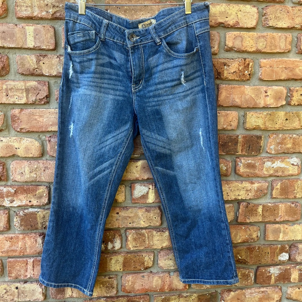 DEMOCRACY SIZE 10 MEDIUM EASH DENIM BLUE JEANS 5 POCKET CROPPED